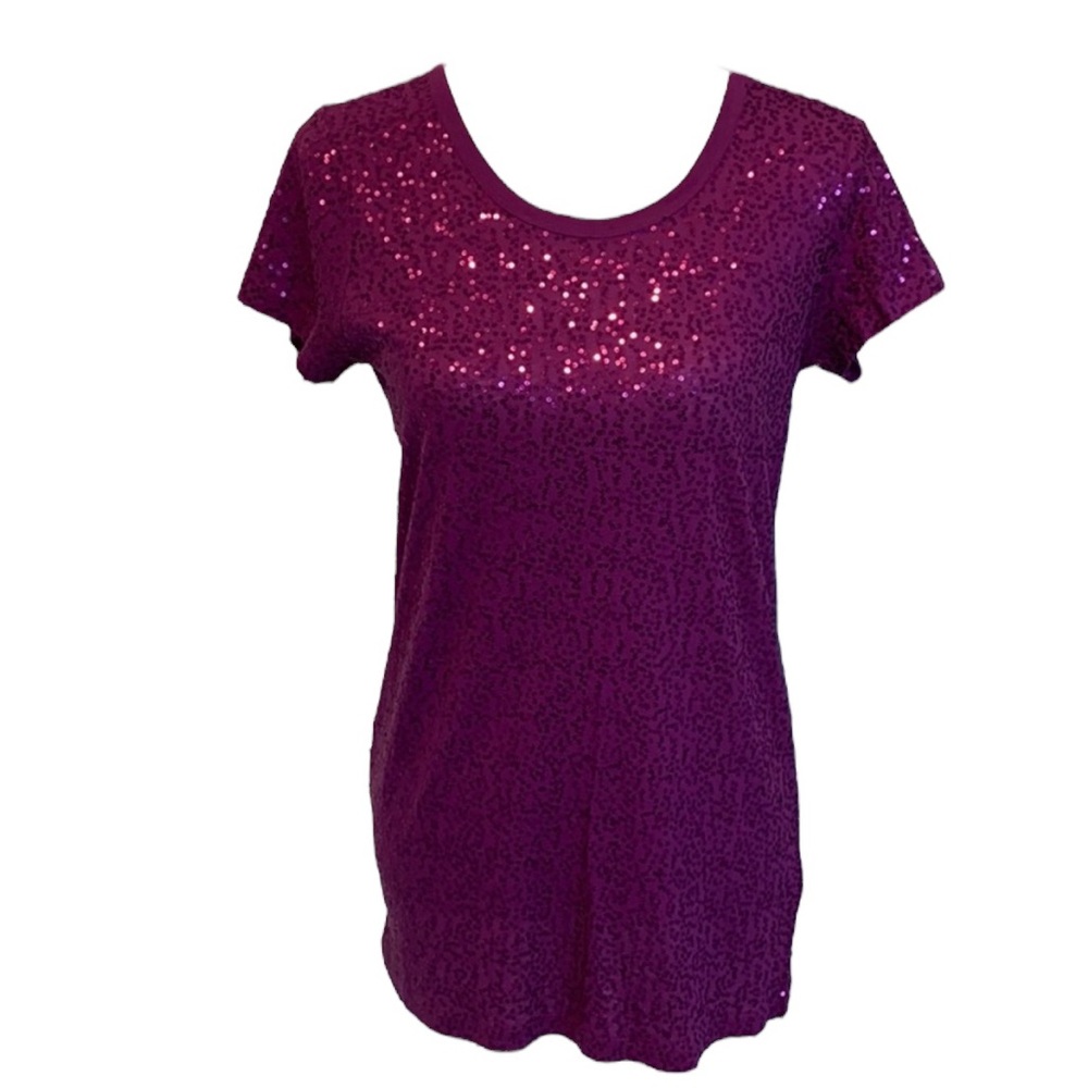 DKNY Donna Karan Short Sleeve Sequin Top Size Small